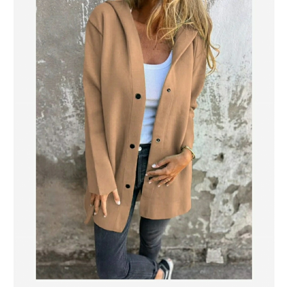 New! Casual Single-Breasted Hooded Women's Jacket Coat, 3XL